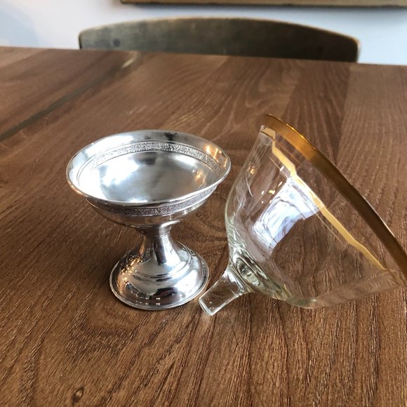 Dessert glasses + sterling silver holders(vintage) - Picture 6 of 8